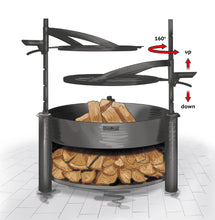 Lade das Bild in den Galerie-Viewer, Multifunktionale Feuerschale „MONTANA X“ 80 cm Mit Grillrost 60 cm - Cook King - Shop
