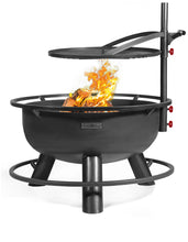 Charger l'image dans la galerie, Multifunktionale Feuerschale 60cm „BANDITO“ mit Grillrost 50 cm mit Feuer - Cook King
