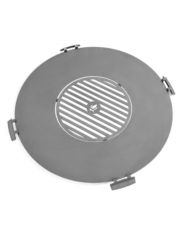 Rostfreie Grillplatte für Feuerschale 98 cm mit vier Griffen + Rost 46 cm - Cook King - Shop